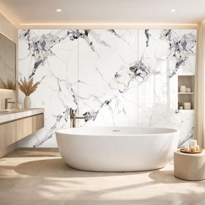 Panel Ścienny SPC Marmur Carrara Biały Połysk 120 x 280 cm 4 mm (B) Panel Ścienny SPC Marmur Carrara Biały Połysk 120 x 280 cm 4 mm (B)