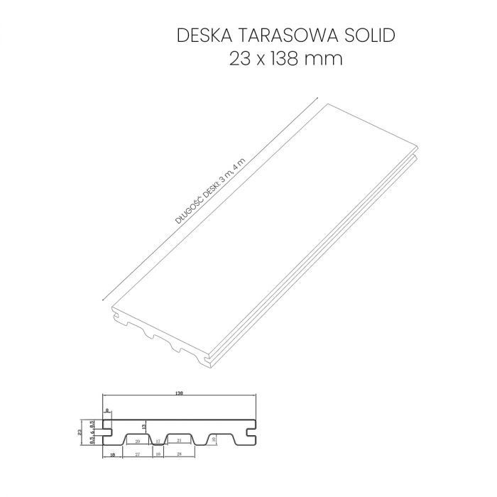 Deska Tarasowa Kompozytowa Solid Premium Natural Wood – dł. 4 m Deska Tarasowa Kompozytowa Solid Premium Natural Wood – dł. 4 m