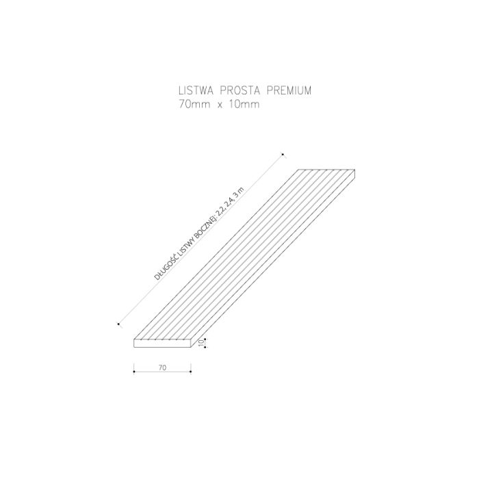 Listwa Kompozytowa Prosta Premium Natural Wood 70x10 mm – dł. 2,9 m