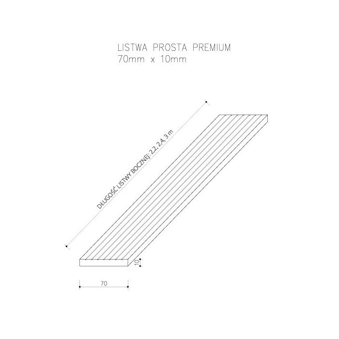 Listwa Kompozytowa Prosta Premium Light Gray 70x10 mm – dł. 2,9 m