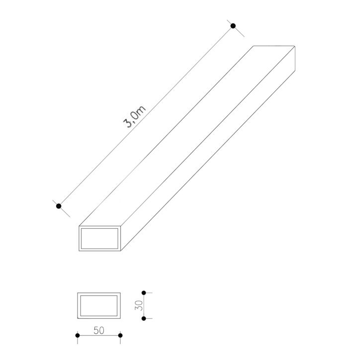 Legar Aluminiowy 50 x 30 mm – dł. 3 m Legar Aluminiowy 50 x 30 mm – dł. 3 m