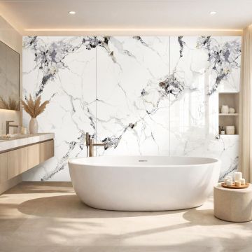 Panel Ścienny SPC Marmur Carrara Biały Połysk 120 x 280 cm 4 mm (A)