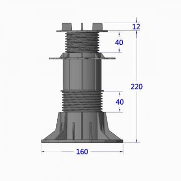 Wspornik Tarasowy Regulowany Pod Płyty ETP 140 - 220 mm