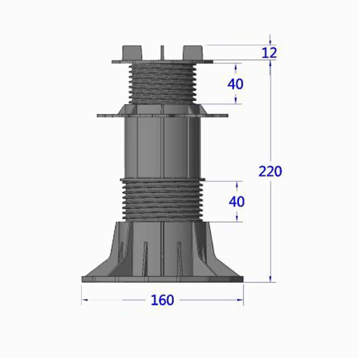 Wspornik Tarasowy Regulowany Pod Płyty ETP 140-220 mm