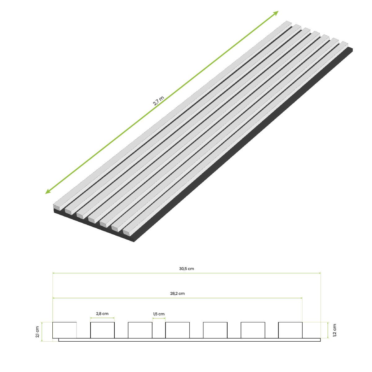 Lamele ścienne akustyczne na filcu Złoty Dąb 2,1 x 30,5 cm – dł. 2,7 m Lamele ścienne akustyczne na filcu Złoty Dąb 2,1 x 30,5 cm – dł. 2,7 m
