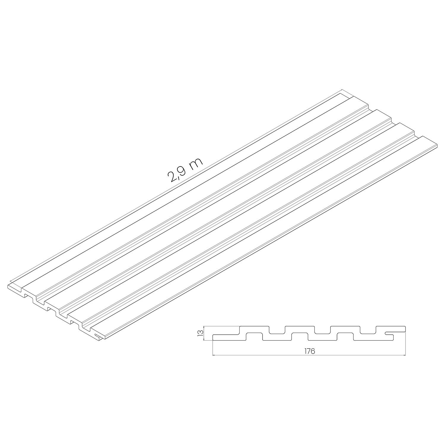 Deska Elewacyjna Kompozytowa Lamelowa DUO Dąb Bursztynowy / Czarny – dł. 2,9 m Deska Elewacyjna Kompozytowa Lamelowa DUO Dąb Bursztynowy / Czarny – dł. 2,9 m