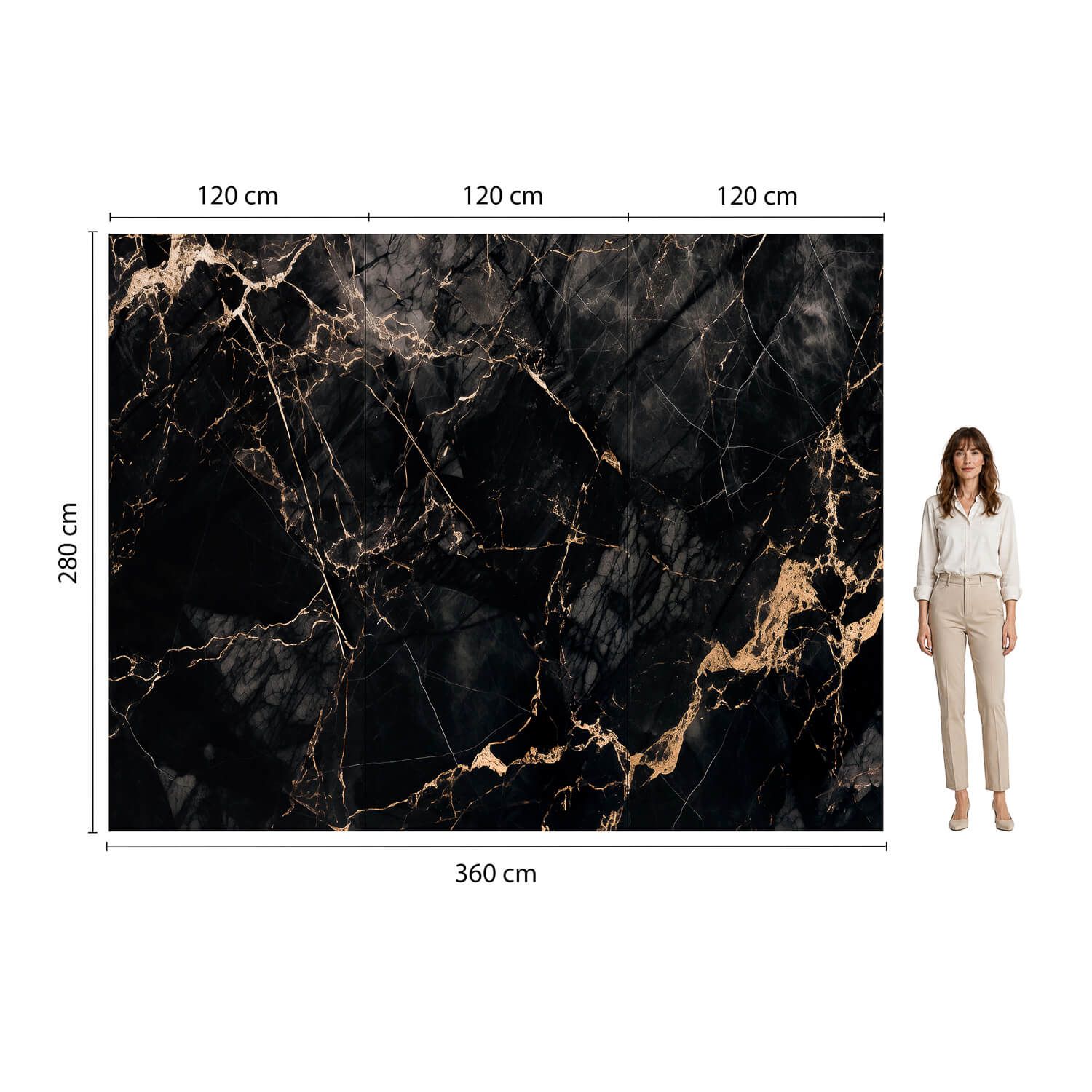 Panel Ścienny XXL Portoro Czarny Połysk 360 x 280 cm 3 mm – zestaw 3 szt. (ABC) Panel Ścienny XXL Portoro Czarny Połysk 360 x 280 cm 3 mm – zestaw 3 szt. (ABC)