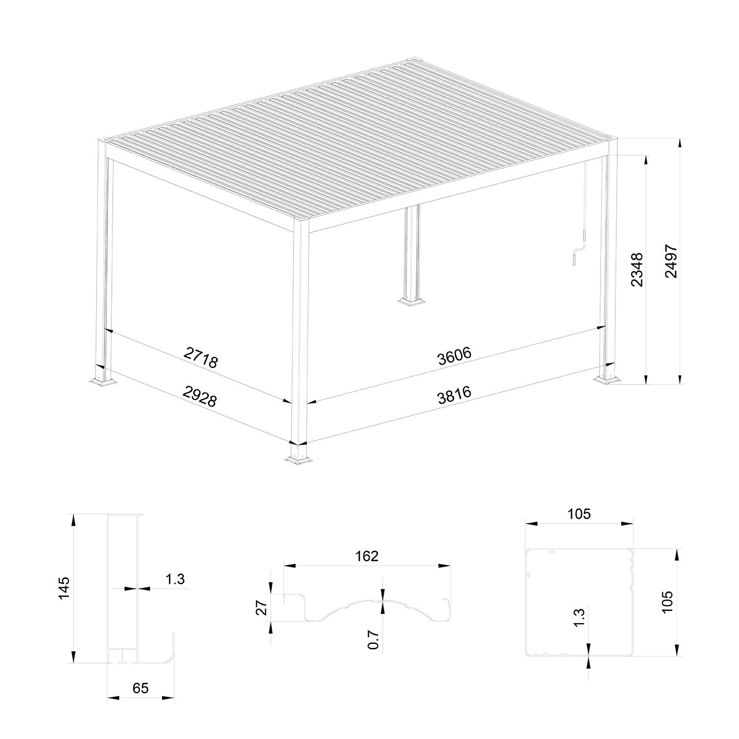 Pergola Ogrodowa Aluminiowa z regulowanym dachem Antracyt 3 x 4 m Pergola Ogrodowa Aluminiowa z regulowanym dachem Antracyt 3 x 4 m