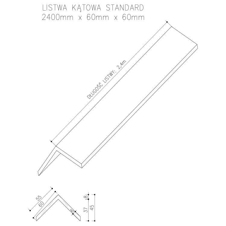 Listwa Kompozytowa Kątowa Standard/3D Miodowy Teak – dł. 2,4 m Listwa Kompozytowa Kątowa Standard/3D Miodowy Teak – dł. 2,4 m