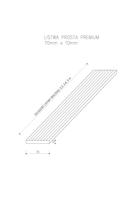 Listwa Kompozytowa Prosta Premium Złoty Dąb 70x10 mm – dł. 2,9 m Listwa Kompozytowa Prosta Premium Złoty Dąb 70x10 mm – dł. 2,9 m