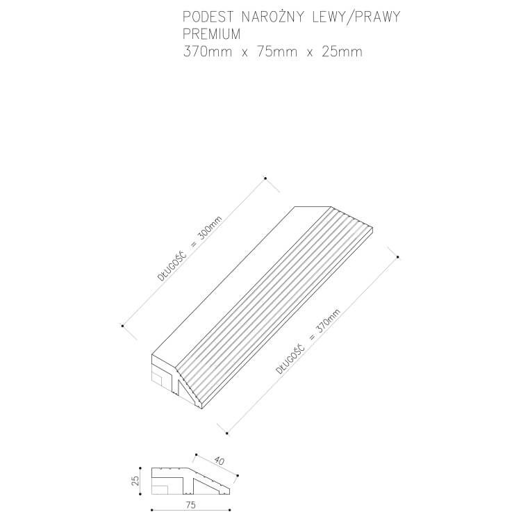 Podest Tarasowy Kompozytowy Premium Narożny Prawy Ecru
