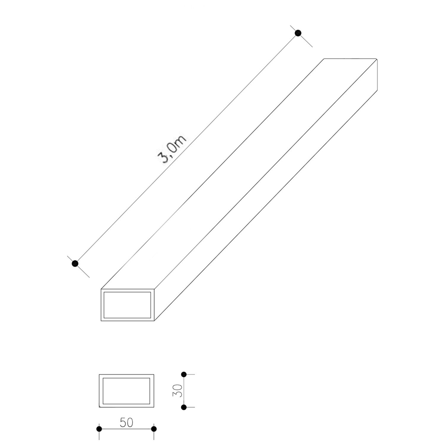 Legar Aluminiowy 50 x 30 mm – dł. 3 m Legar Aluminiowy 50 x 30 mm – dł. 3 m