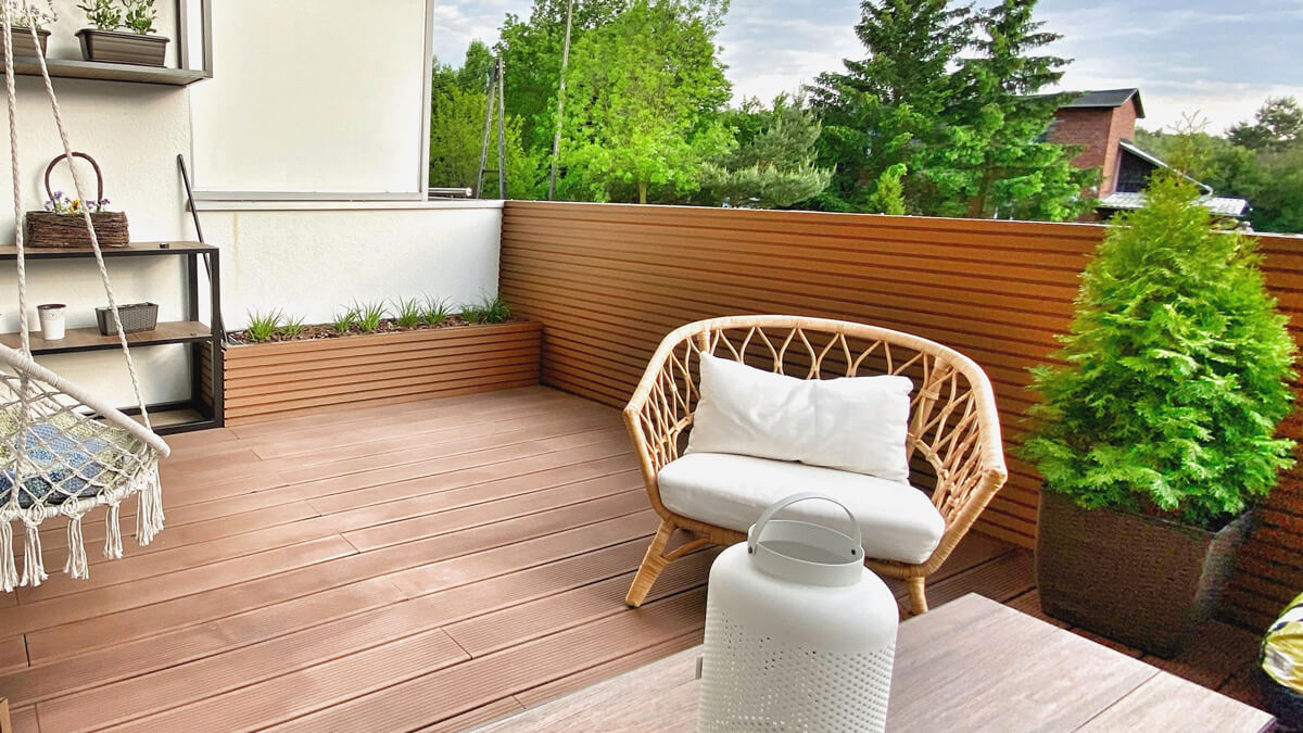 Wykończenie tarasu, deska lamelowa Premium Teak