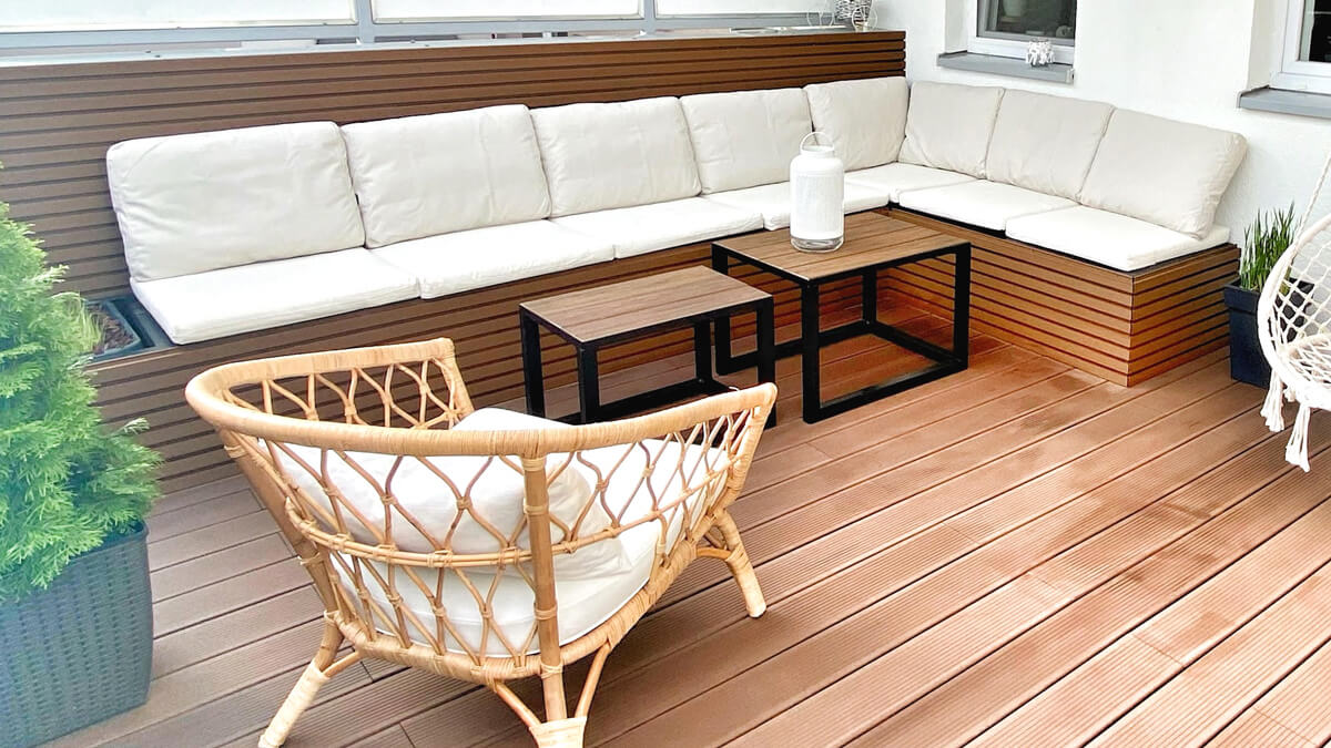 Wykończenie tarasu, deska lamelowa Premium Teak