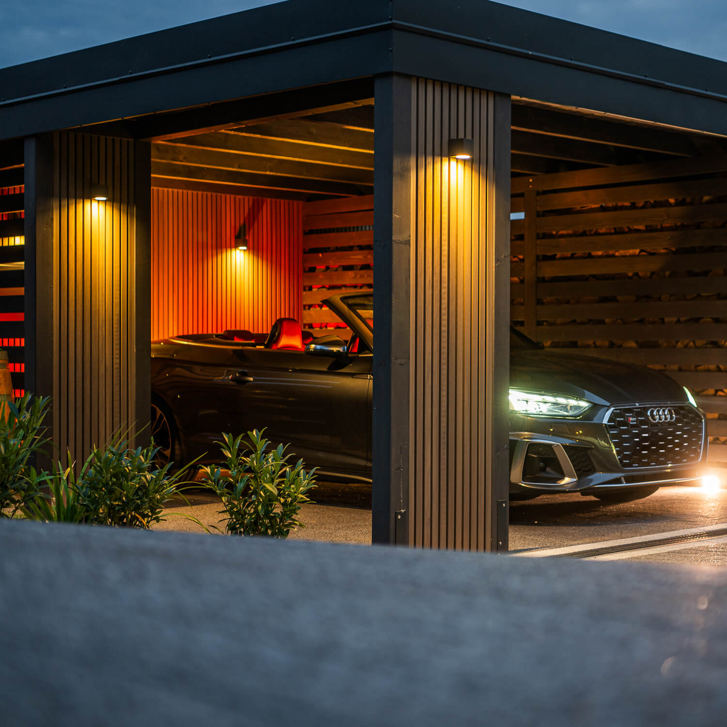 Lamele elewacyjne Premium Dąb Antyczny - nowoczesny i elegancki carport
